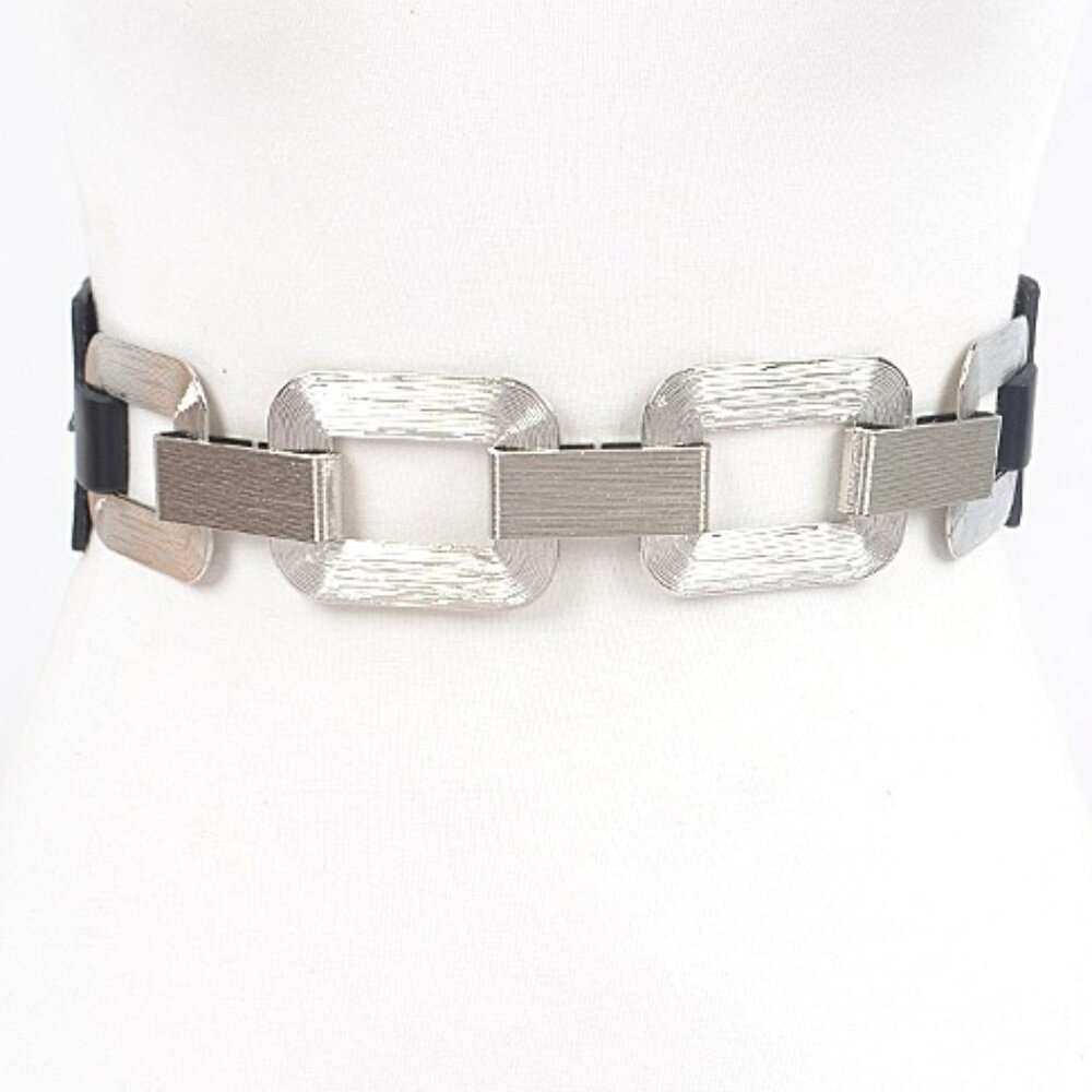 BNWT Plus Size Iconic Metal Link Elastic Belt Fashion Stretch Belt
